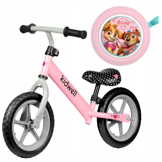 Balančný bicykel Kidwell Rebel 12" ružový + mechanický zvonček Nickelodeon PAW PATROL Girls 55 mm